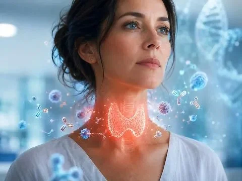 immagine che mostra la tiroide in una donna